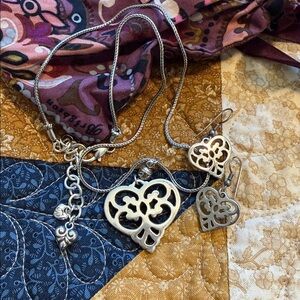 BRIGHTON Geneva Heart Cut Out Necklace and Earrings Set with Pouch
